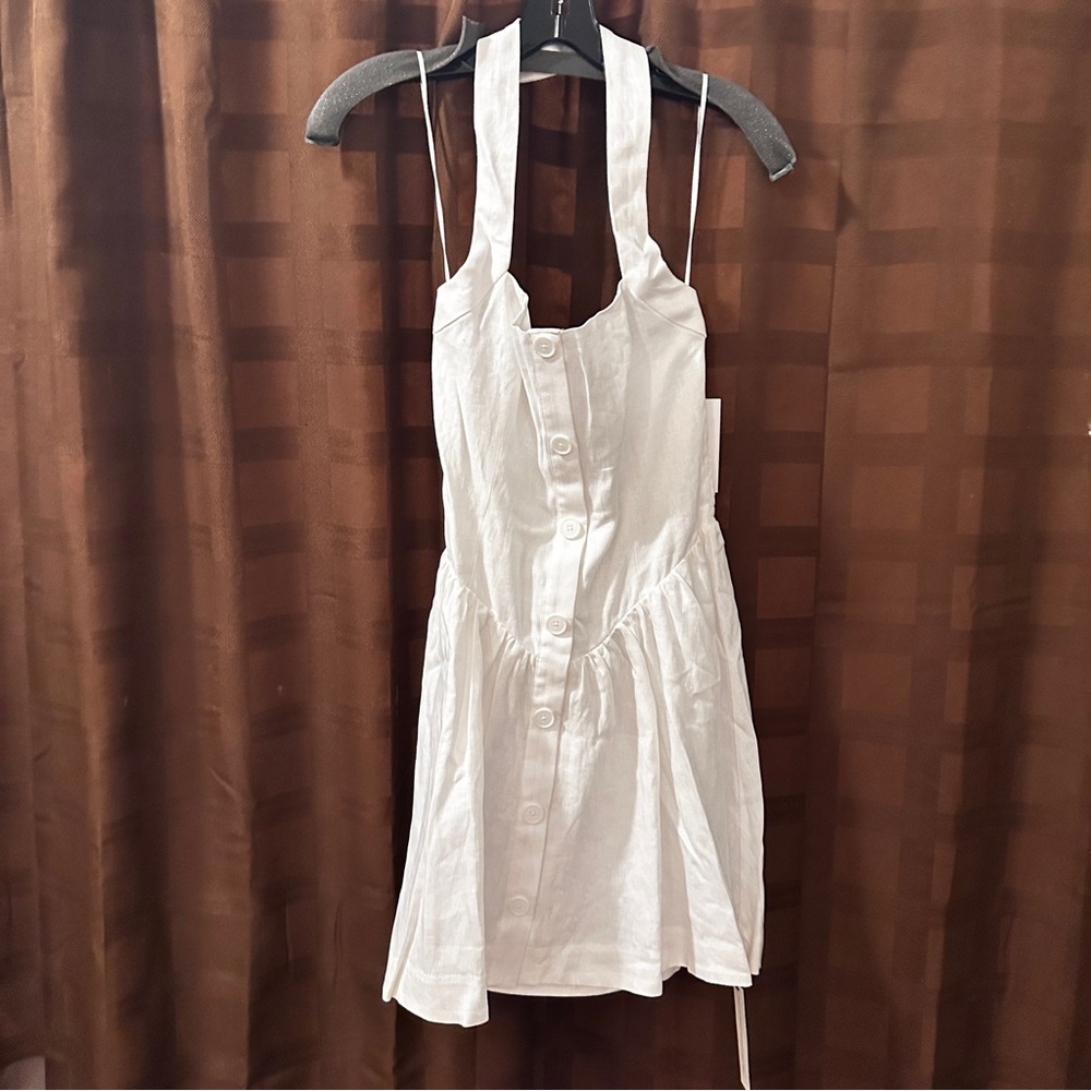 NWT White Reformation Linen Mini Dress size 8 reg $218 - Picture 8 of 12